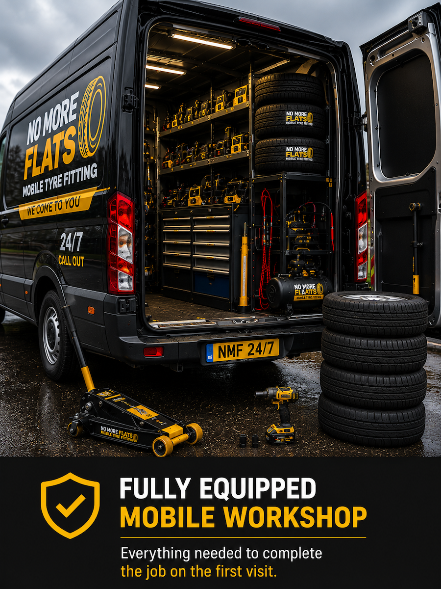 Fully equipped mobile tyre workshop