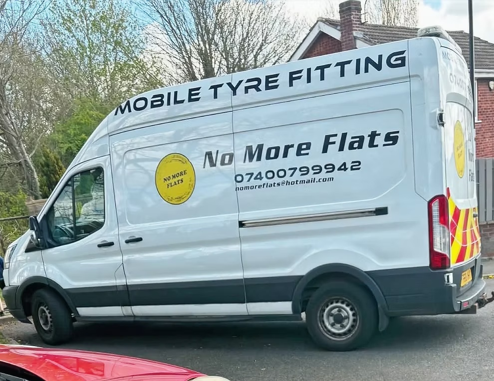 No More Flats mobile tyre fitting van in Chesterfield Derbyshire